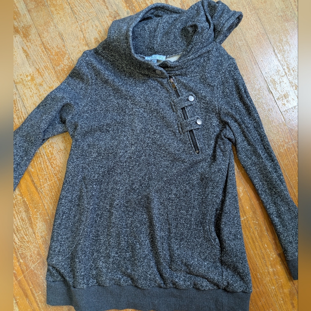 Okko Gray Knit Hooded Coat